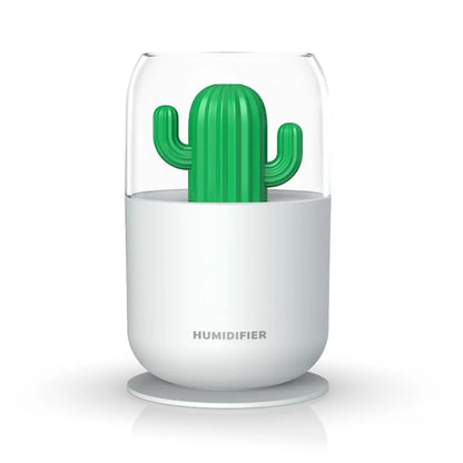 300ml Mini Cactus Humidifier with Night Light - USB Cool Mist for Bedroom