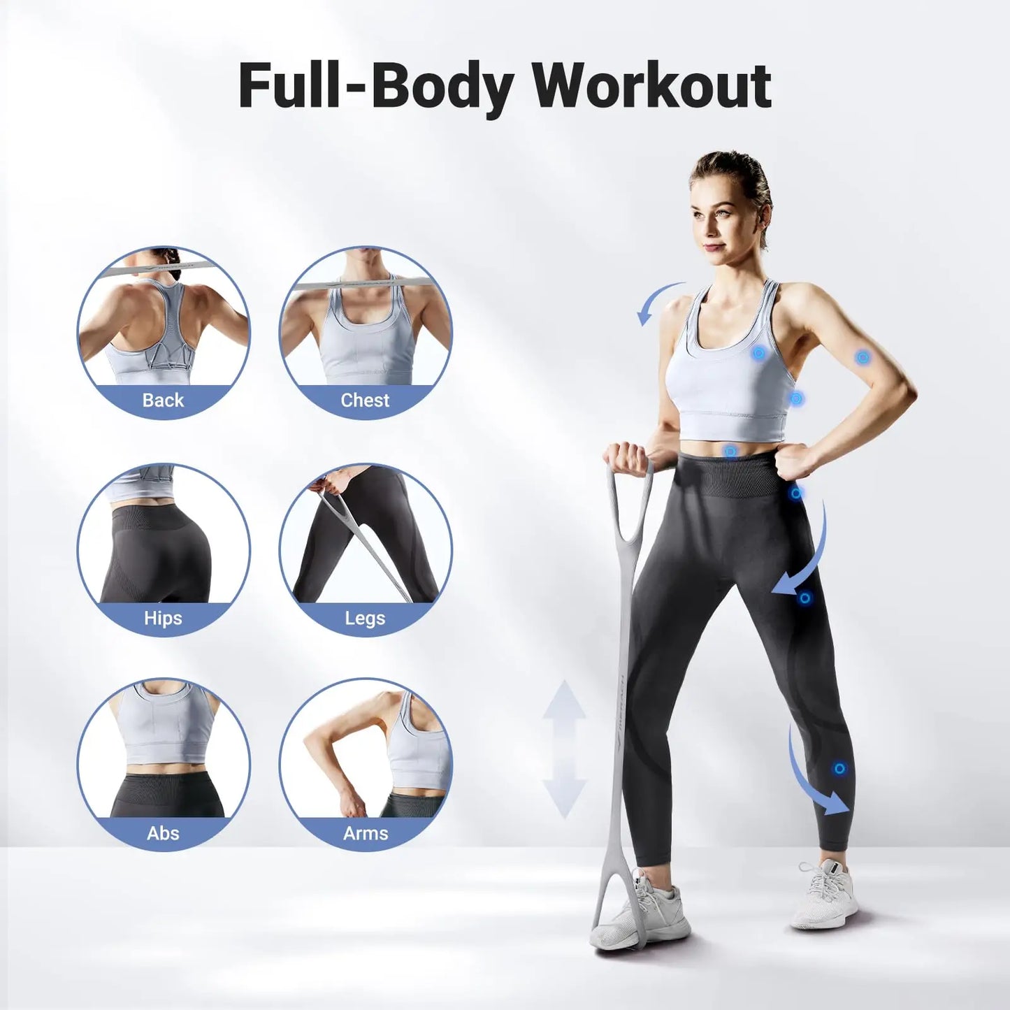 MERACH 8 Word Chest Developer Stretch Band Exercise Wider Thicker NonSlip Comfort Resistance Band Arm Back Shoulder Leg Training