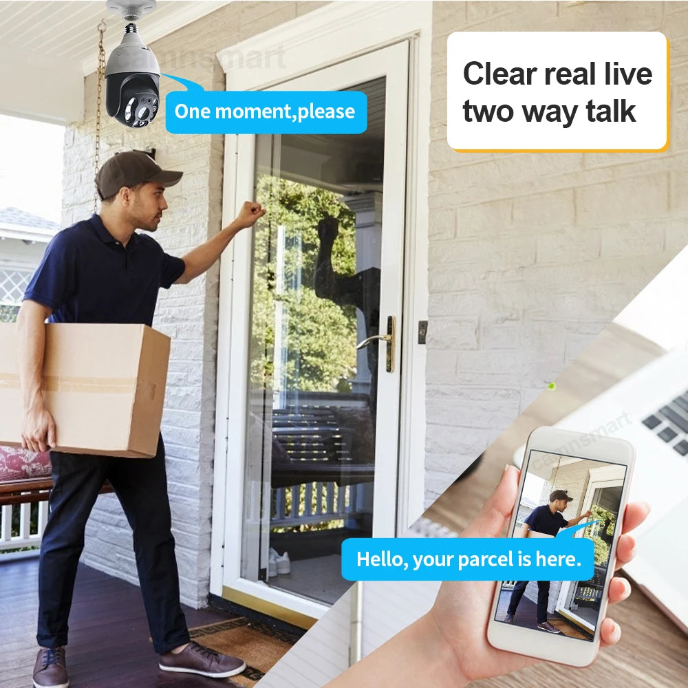 New 3MP E27 Bulb Lamp Camera Wifi PTZ Waterproof 4X Digital Zoom Easy Install Indoor Outdoor Home Security Ycc365plus