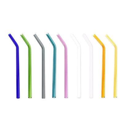 Rainbow Glass Drinking Straws Set