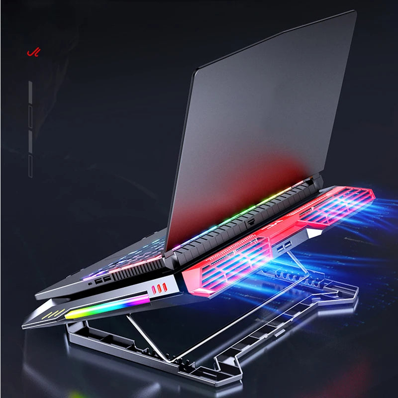 Top Gaming Laptop Cooler RGB LED Notebook stand 4500 RPM Powerful Air Flow Adjustable Cooling Pad For 12-17 inch Laptop