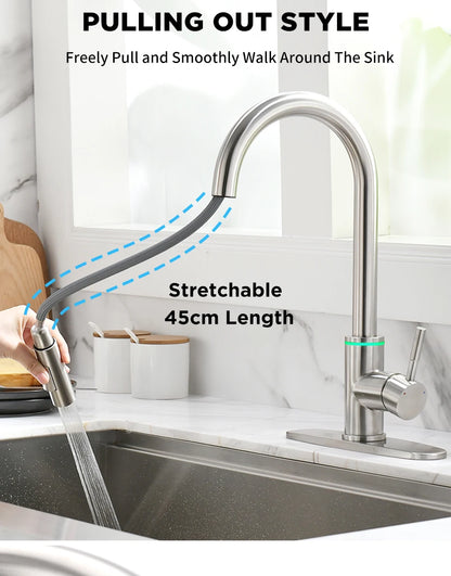 Smart Touch Black Kitchen LED Faucets Crane For Sensor Kitchen Water Tap Sink Rotate Touch Faucet Water Mixer Tap KH-1067