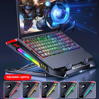 Top Gaming Laptop Cooler RGB LED Notebook stand 4500 RPM Powerful Air Flow Adjustable Cooling Pad For 12-17 inch Laptop