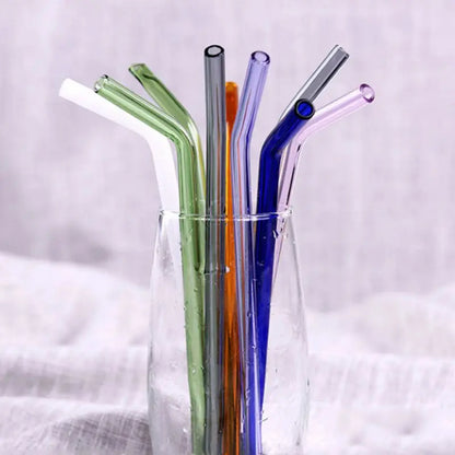 Rainbow Glass Drinking Straws Set