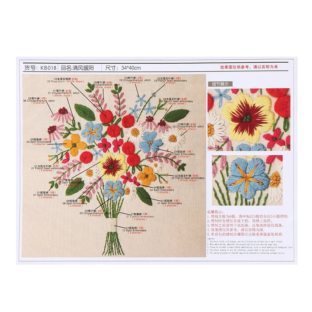 DIY Flower Embroidery Kit Set