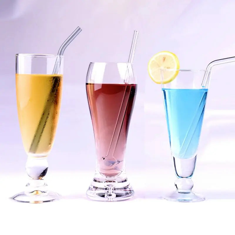 Rainbow Glass Drinking Straws Set