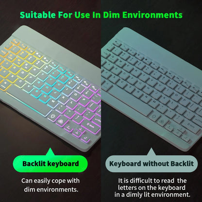 10inch Backlit For iPad Keyboard and Mouse Backlight Bluetooth Keyboard For IOS Android Windows Wireless Keyboard and Mouse