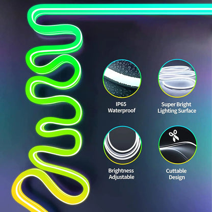 LED Neon Strip Light ,3/5m Smart LED WIFI APP RGB ,16Colors, DIY Light Waterproof Flexible Light Strip Work With Alexa