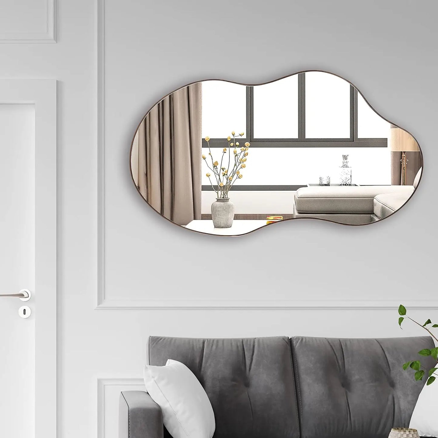 Abstract Wavy Wall Mirror Decor