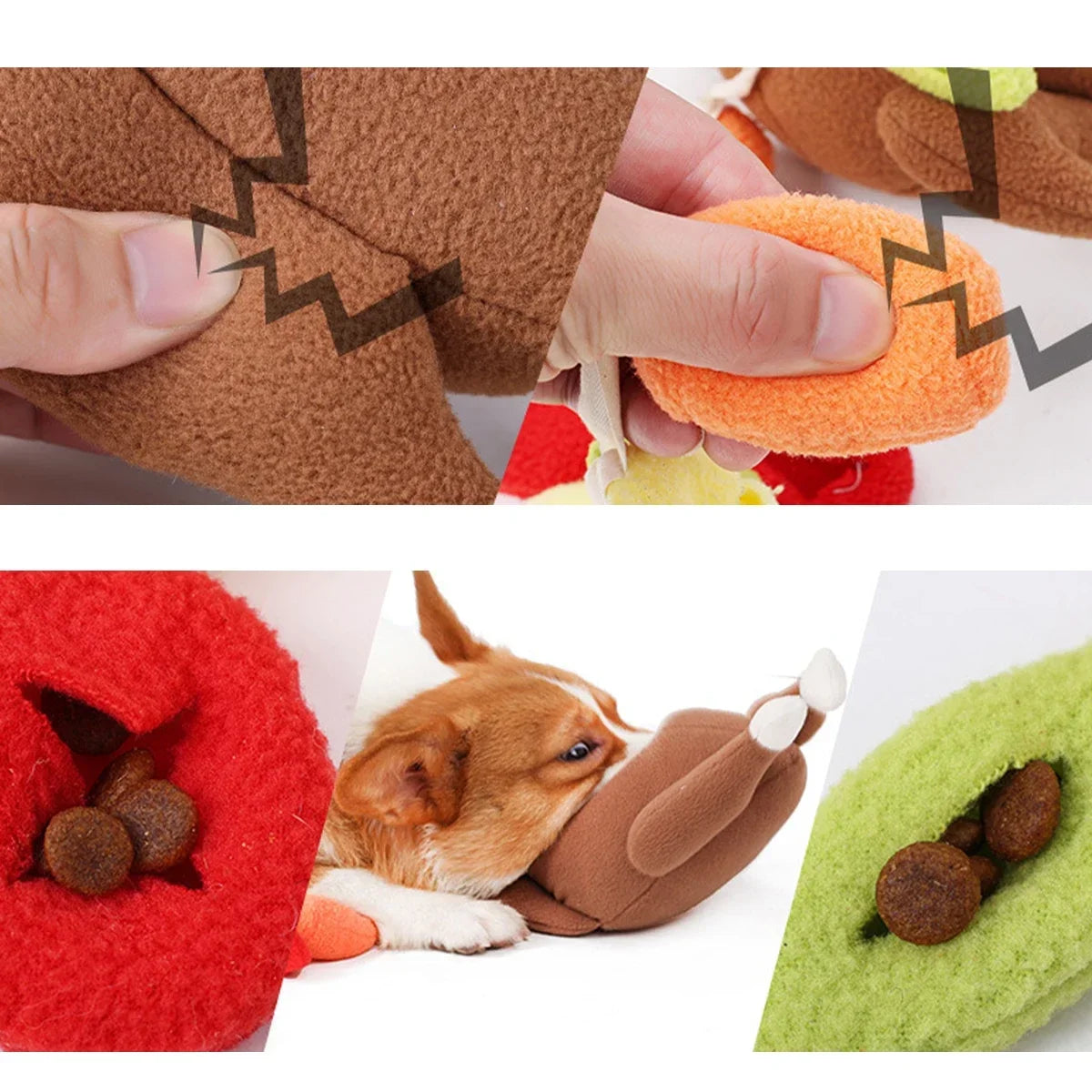 Dog Turkey Plush Toy Roasted Turkey Stuffed Toy Cute Dog Chew Squeaky Toy Interactive Hide and Seek Dog Toy Food Training Pet