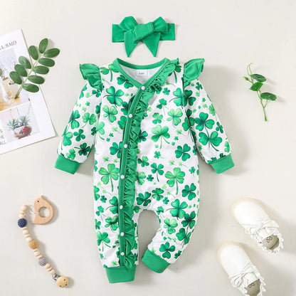 Bear Print Winter Baby Romper