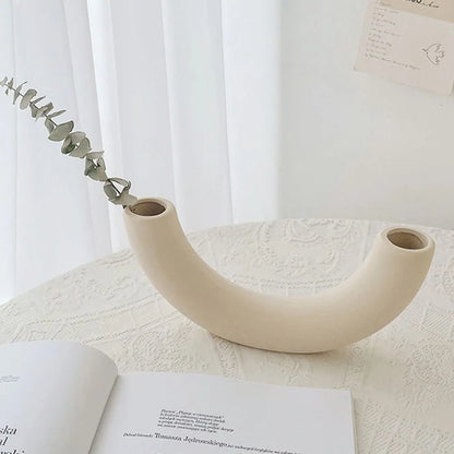 Circle Vase Flower Donut Shape Vase Living Room Decoration Nordic Style Plastic Vase Creativity Desktop Home Decoration Supply