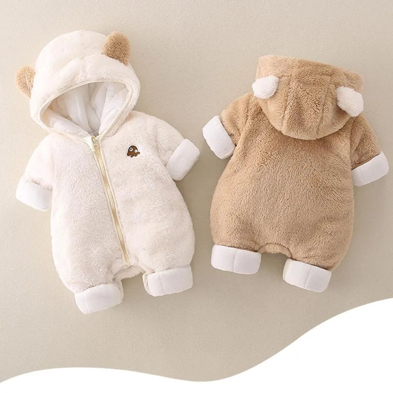 Baby Autumn Winter Warm Jumpsuit Cartoon Little Bear Cute Toddler Romper Crawling Clothes Newborn Boy Costume Clothing Overall