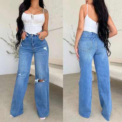 High-Waist Wide Leg Denim Jeans