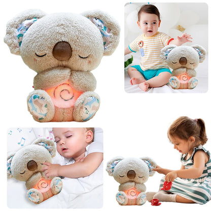 Cute Breathing Otters Soothing Plush Doll with Music Lights Koala Bear Stuffed Animal Kids Baby Sleeping Companion Doll Toy Gift