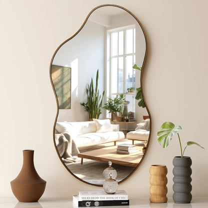 Abstract Wavy Wall Mirror Decor