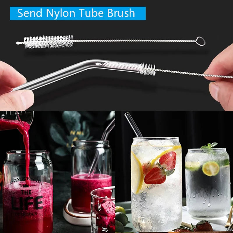 Reusable Glass Drinking Straws Set