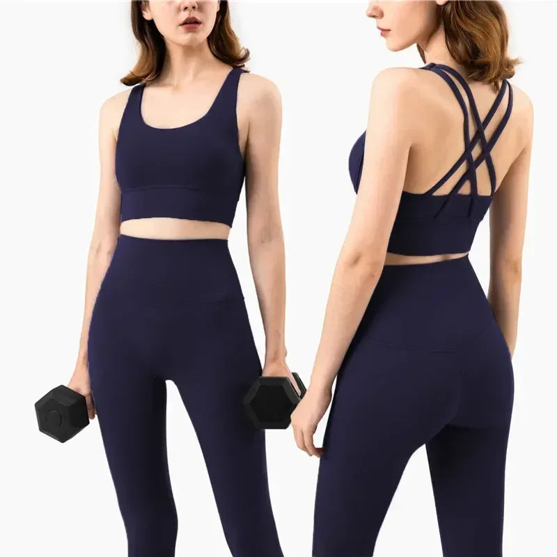 Fitness Yoga Women's Tracksuit Fitness Yoga Sets Sportswear Workout Bra+High Waist Leggings Gym Clothing Seamless Sports Suits