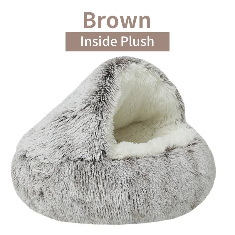 2-in-1 Plush Cat Bed