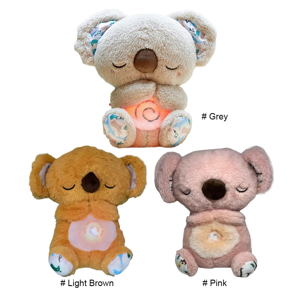 Cute Breathing Otters Soothing Plush Doll with Music Lights Koala Bear Stuffed Animal Kids Baby Sleeping Companion Doll Toy Gift