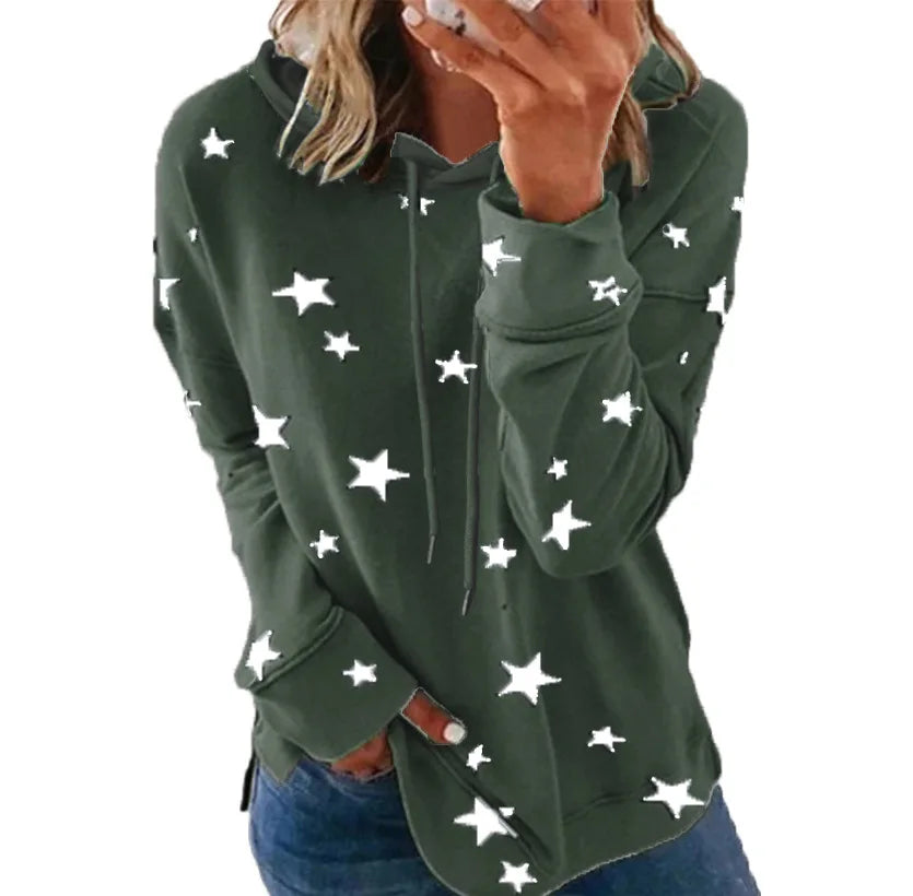 Star Print Loose Women's Hoodie