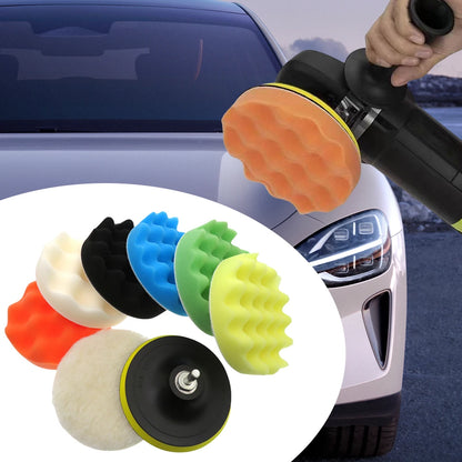 9 Pcs 5 Inch Polishing Pads Wool Drill Car Polisher Foam Pad Buffer Kit Buffing Waxing Sponge Pads Kit for Auto Remove Scratches