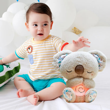 Cute Breathing Otters Soothing Plush Doll with Music Lights Koala Bear Stuffed Animal Kids Baby Sleeping Companion Doll Toy Gift