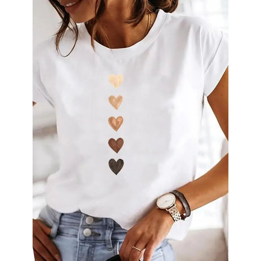 Love Heart Print Y2K T-Shirt