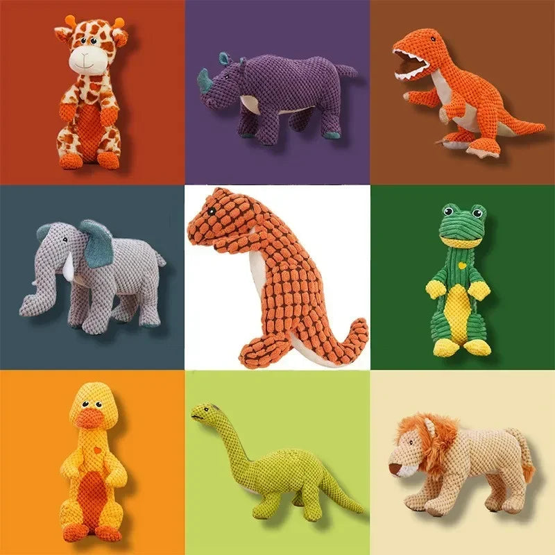 Squeaky Pet Toys for Medium Large Dogs Plush Puppy Big Dog Chew Toys Animals Shape Dog Accessories Lion Dinosaur Pets Supplies