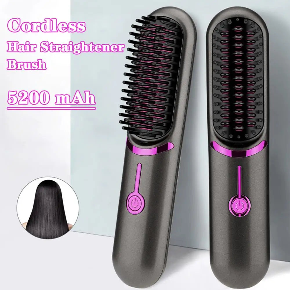 Portable Cordless Hair Straightener Brush