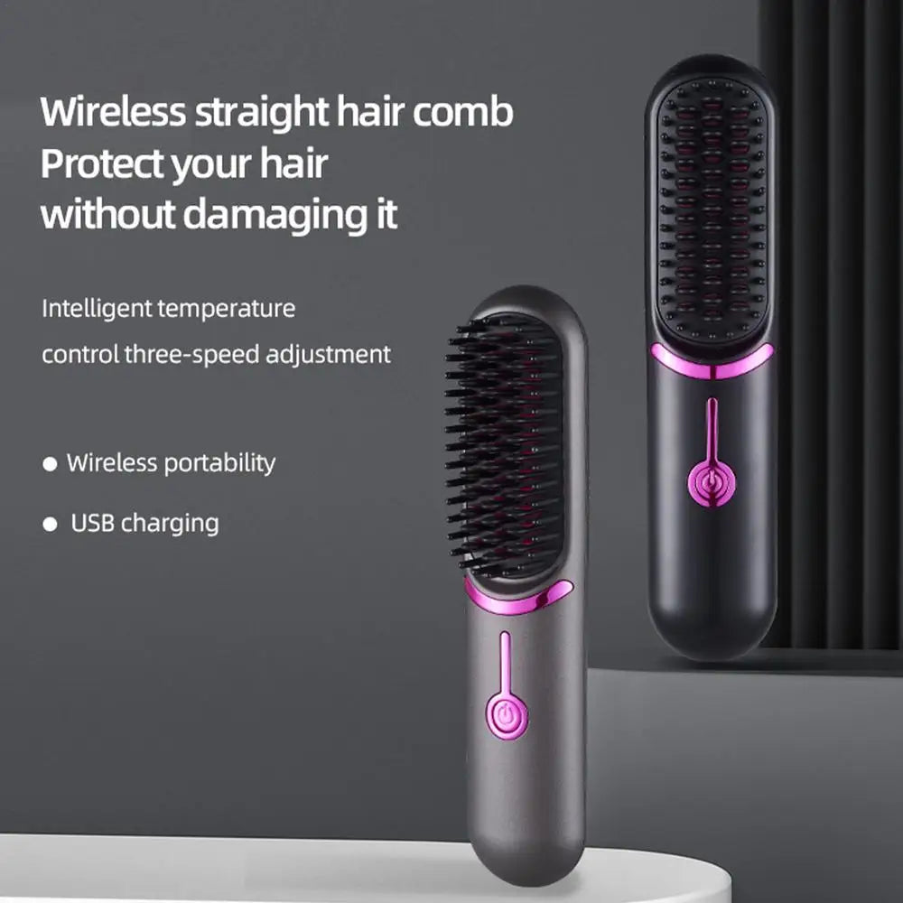 Portable Cordless Hair Straightener Brush