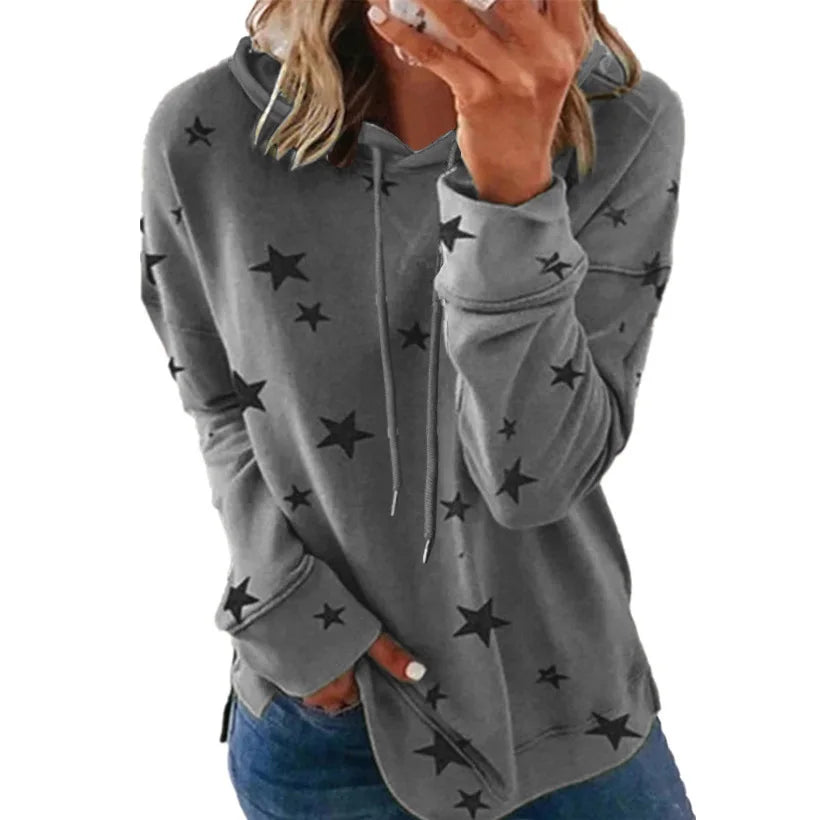 Star Print Loose Women's Hoodie