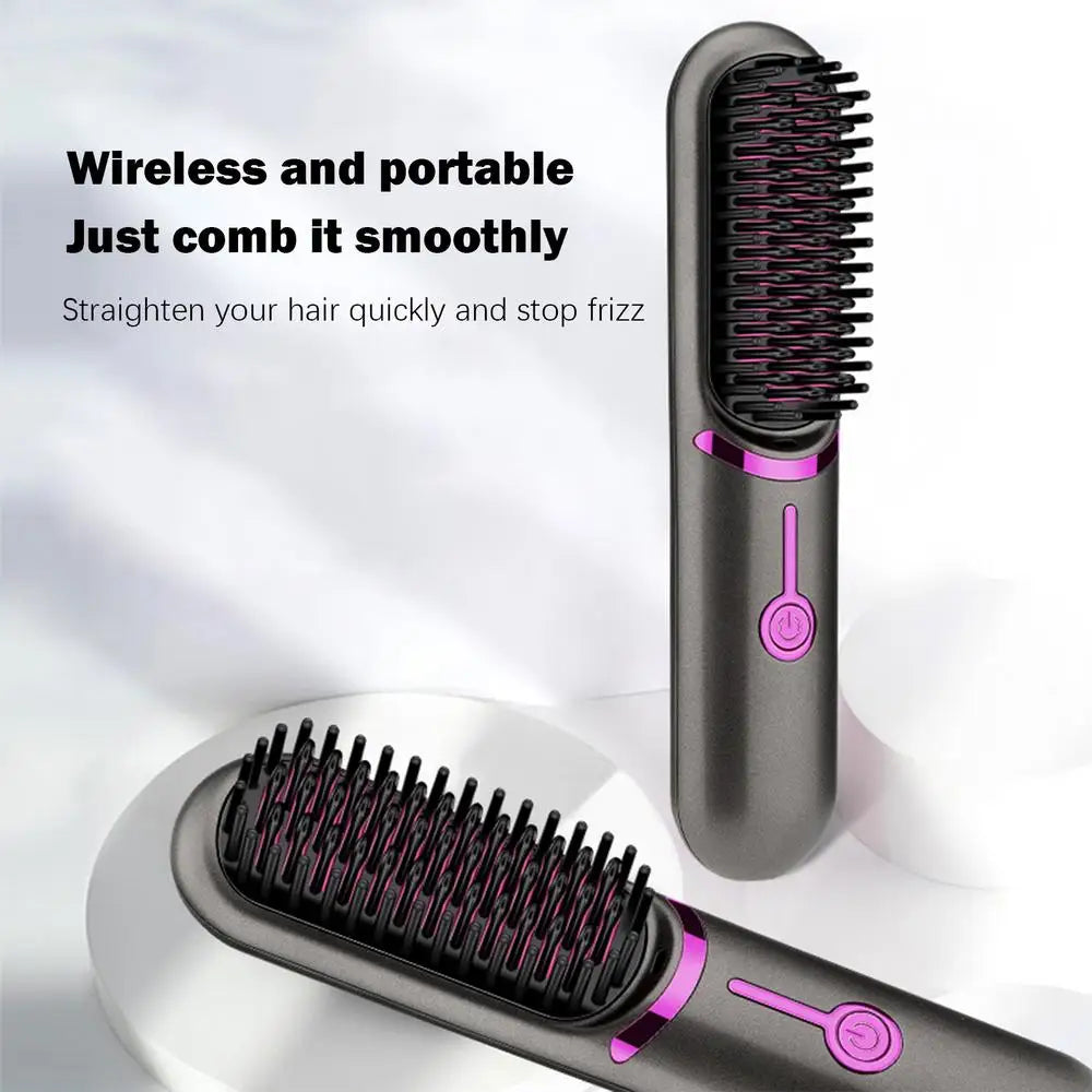 Portable Cordless Hair Straightener Brush