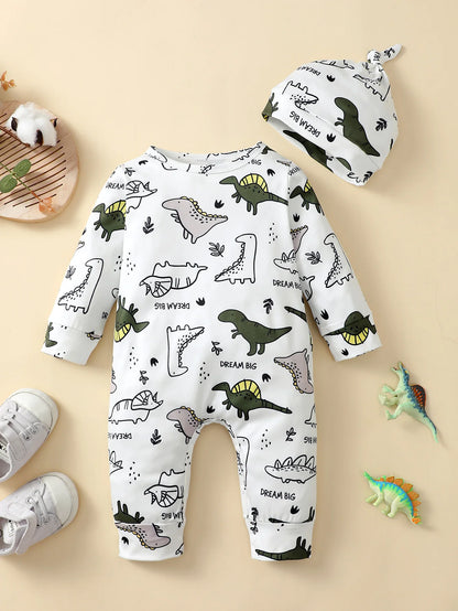 Bear Print Winter Baby Romper