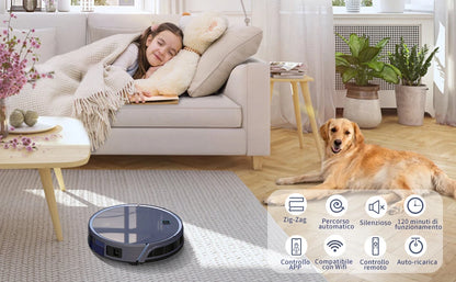 OKP K7 Robot Vacuum Cleaner, 2000Pa Strong Suction, Slim, APP/WiFi/Voice Control,Ideal for Pet Hair, Hard Wood Floors and Carpet