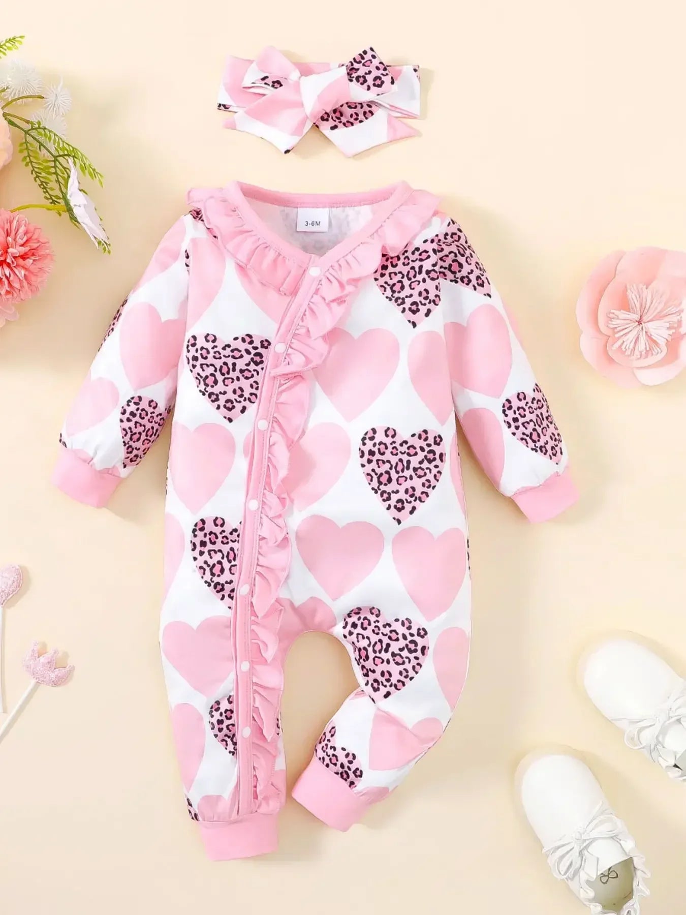 Bear Print Winter Baby Romper