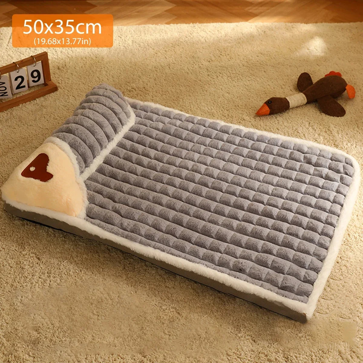 Dog Bed Mat Pet Bed Soft Warm Dog Bed with Pillow Detachable Washable Pet Sleeping Mat Anti-Slip Comfy Kennel Pad Thicken New