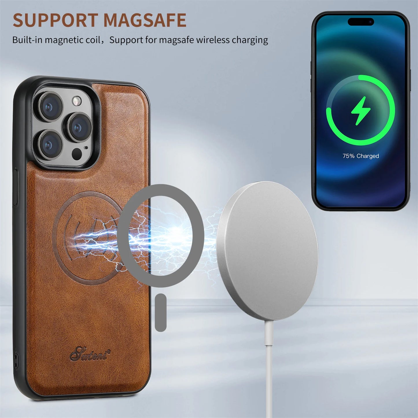 Leather Wallet Phone Case Magsafe