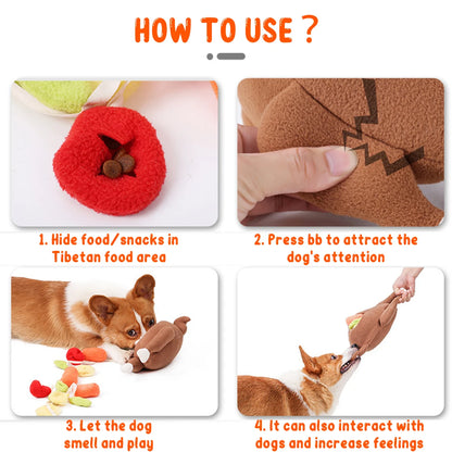 Dog Turkey Plush Toy Roasted Turkey Stuffed Toy Cute Dog Chew Squeaky Toy Interactive Hide and Seek Dog Toy Food Training Pet