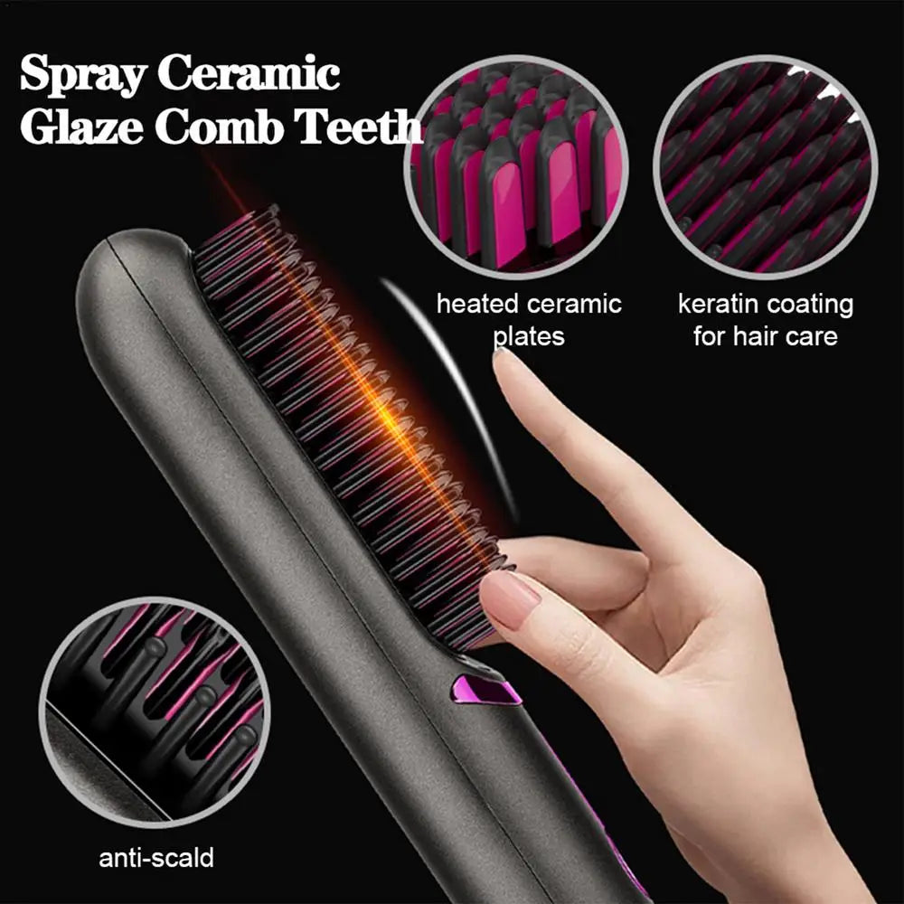 Portable Cordless Hair Straightener Brush