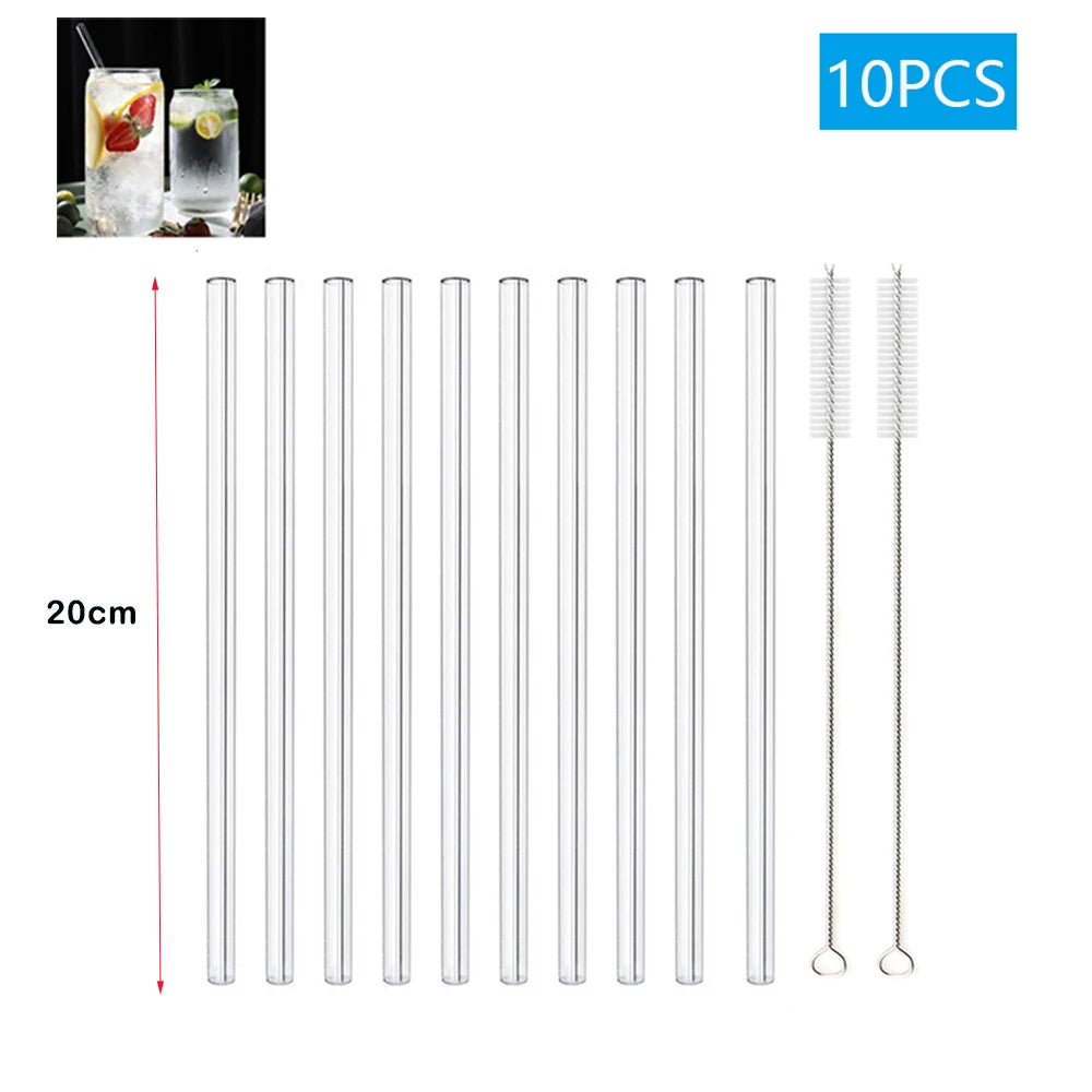 Reusable Glass Drinking Straws Set