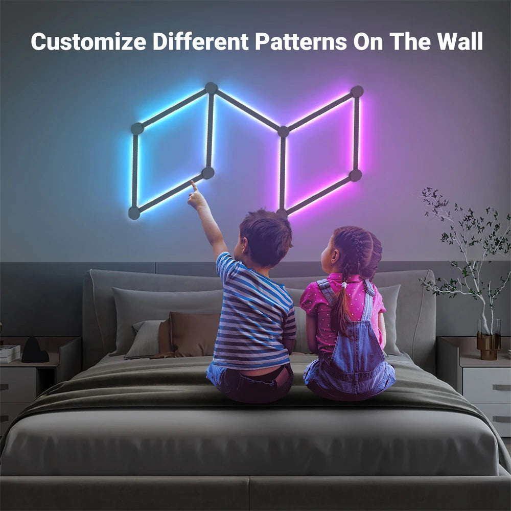 Splicing Light DIY Atmosphere Light RGB Smart Wall Light Voice Control Lamp for Esports Room Bedroom Bar Decoration Night Light