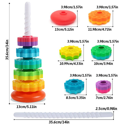 Montessori Rotating Rainbow Stacking Toy