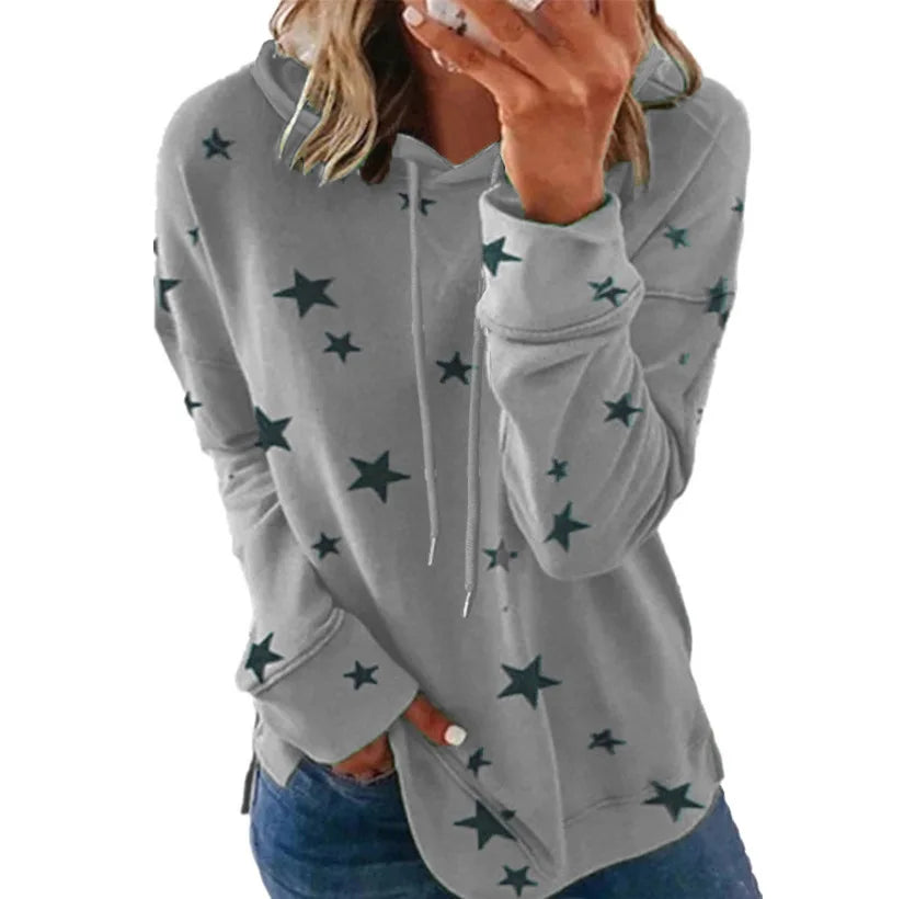 Star Print Loose Women's Hoodie