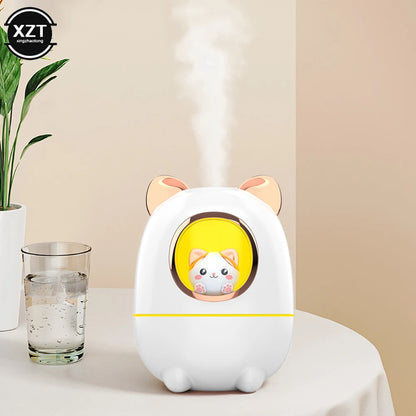 Cartoon Cat Air Humidifier Cute Silent USB Recharging Diffuser Aroma Essential Oil Perfume with Night Light for Home Car Office