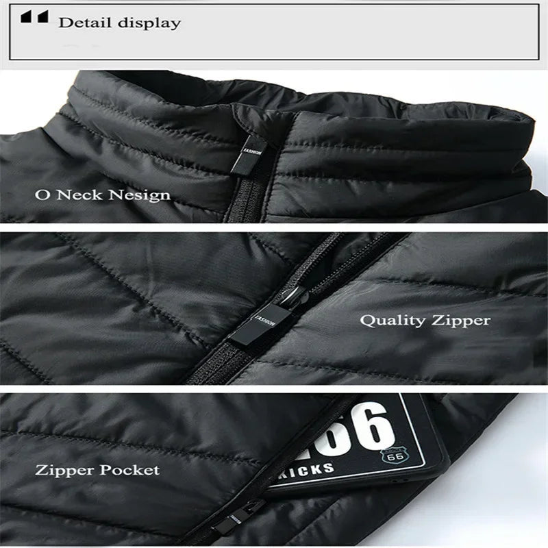 9Areas Self Heating Vest Jacket Vest Winter Electric USB Heater Tactical Jacket Thermal Vest Body Warmer Coat No Battery