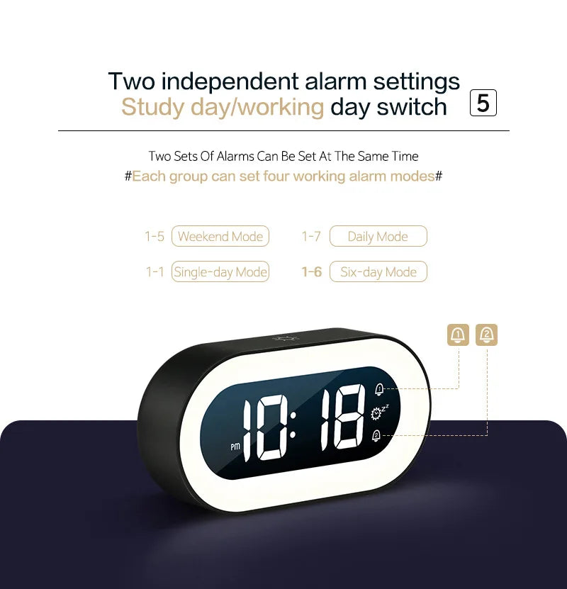 Xiaomi Mijia Music LED Digital Alarm Clock Voice Control Night Light Design Desktop Clocks Home Table Decoration Children's Gift