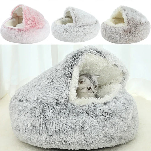 2-in-1 Plush Cat Bed