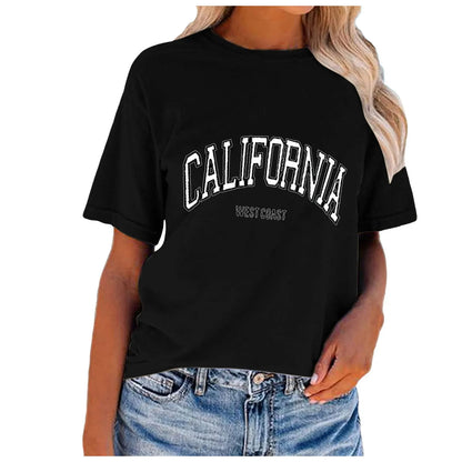 Letter Printed Women T-Shirts Cotton Quality Short Sleeve Summer Breathable Tshirt Female Soft Casual Women's Black T-shirt