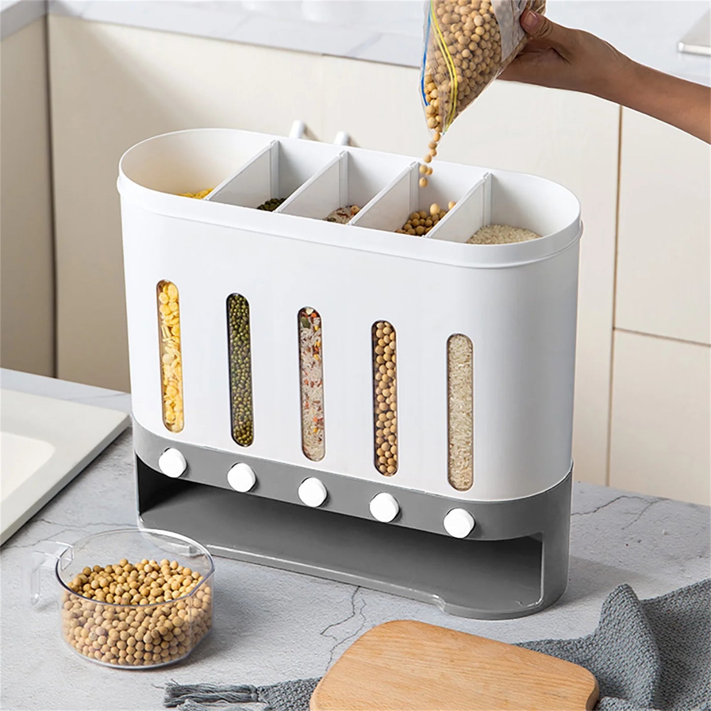 Kitchen Cereal Containers Storage Dry Food Containers Wall Mounted Dispenser Rice Grain Dry Food Storage Container